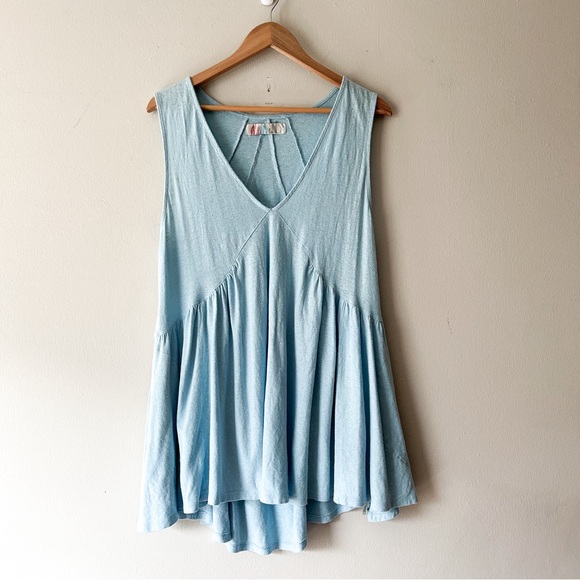 Free People Dresses & Skirts - Free People Beach Light Blue Bohemian Tunic Babydoll Dress Small